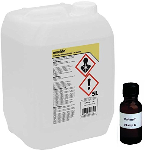 5 L Eurolite B (Basic) Nebelfluid + 30 ml Duftstoff Vanille, Smoke-Fluid, Nebel-Fluid-Flüssigkeit für Nebelmaschine (5 L Fluid -B- + Duft Vanille)
