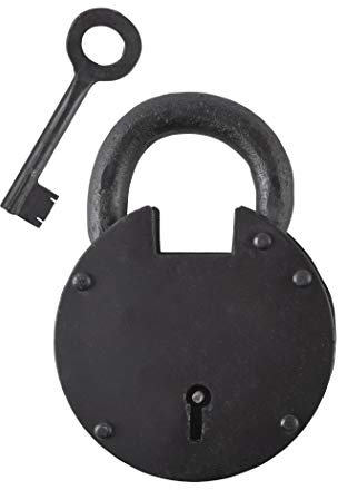 liches Candado redondo de acero Sótano Candado con 1 llave Medieval Vikingo Medieval