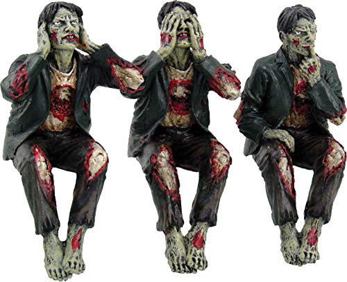 Nemesis Now See No, Hear No, Speak No Evil Zombies, Statuetta 21 cm, Verde, Resina, Taglia Unica