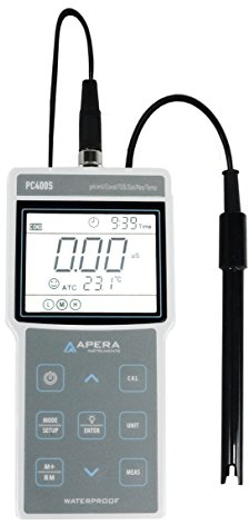 Apera Instruments PC400S tragbares pH/Leitfähigkeit Multi-Parameter-Messgerät, mit GLP Datenverwaltung und USB-Output
