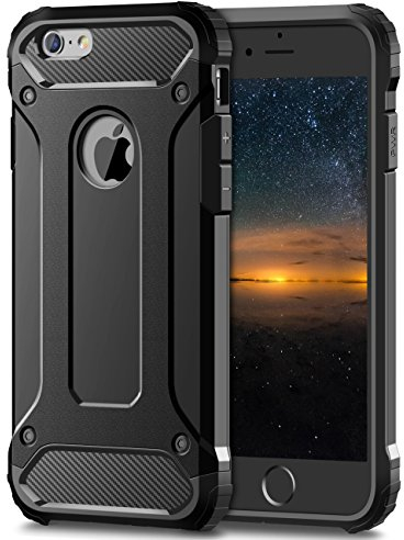 Coolden für iPhone 6s Plus Hülle Premium [Armor Serie] Outdoor Stoßfest Handyhülle iPhone 6 Plus Case Silikon TPU + PC Bumper Cover Doppelschichter Schutzhülle für iPhone 6s Plus/6 Plus (Schwarz)