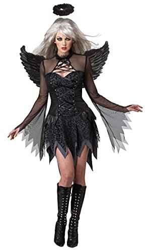 KULTFAKTOR GmbH Fallen Angel Halloween Damenkostüm Engel schwarz - L (42/44)