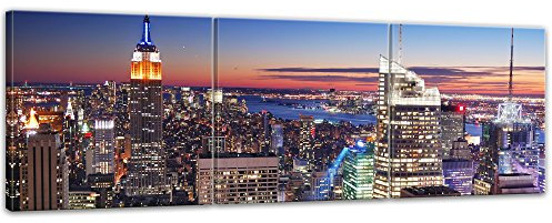 Bilderdepot24 Bild auf Leinwand | New York, New York in 180x60 cm mehrteilig als Panorama Wandbild XXL | Wand-deko Dekoration Wohnung modern Bilder | 201845