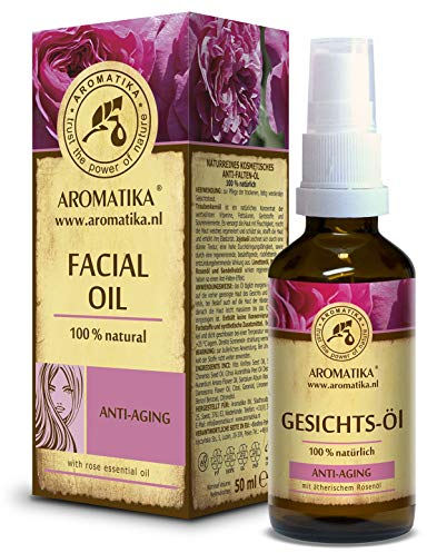 Gesichtsöl 50ml - Rein & Natürlich mit Jojobaöl - Traubenkernöl - Limettenöl - Rosenöl - Anti-Falten Öl für Tagespflege - Anti-Aging Hautpflege für Alle Hauttypen - Naturkosmetik