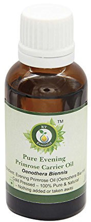 R V Essential Pur Evening Primrose Carrier Huile 100ml (3.38oz) - Oenothera biennis (100% Pur et naturelle pressée à froid) Pure Evening Primrose Carrier Oil