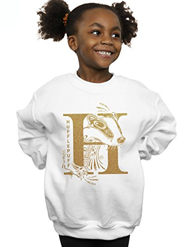 Harry Potter Girls Hufflepuff Glitter Sweatshirt White 9-11 Years