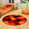 Pergamon Designer Teppich Brilliant Rot Orange Karo Rund in 3 Größen