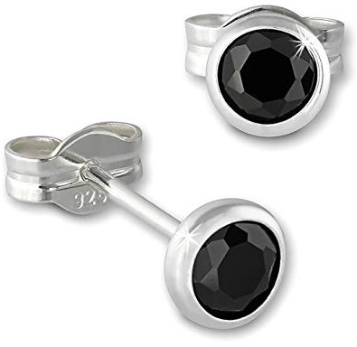 SilberDream Ohrstecker für Damen Silber schwarz Zirkonia Ohrringe 4mm D3SDO5534S Silber, Zirkonia Ohrschmuck für die Frau