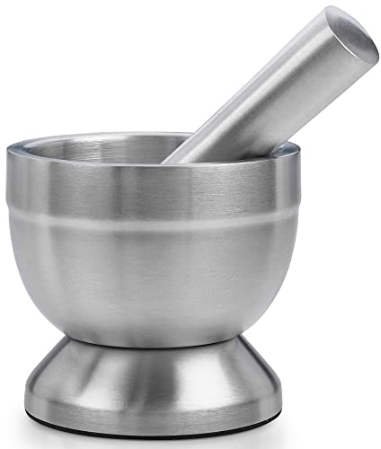 Broyeur de pilules - Mortier en acier inoxydable de qualité alimentaire 304 et set de broyage de médicaments au pilon -pour adultes,chiens, animaux de compagnie