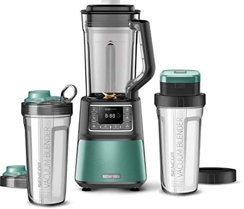 SENCOR 7872BL SBU 7871GR Super mixeur automatique sous vide, 1500 W, smoothie, 8 lames en titane, 7 programmes, turquoise, plastique