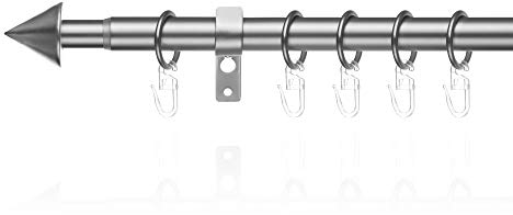 Lichtblick Gardinenstange Kegel, 20 mm, ausziehbar, 1 läufig, 130-240 cm Länge, inklusive Wandhalter und Ringe mit Faltenleghaken Chrom matt