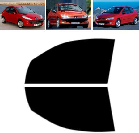 Passgenaue Tönungsfolie für-Peugeot 206 3-Türen 1999-2010 - Vordere Seitenscheiben (05% Tiefschwarz)