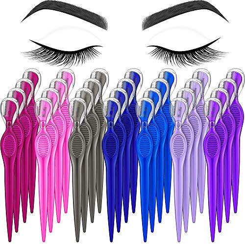 Mudder 28 Pcs Eyebrow Razor Knife Shaver Trimmer Shaver Multipurpose Exfoliating Tool Facial Hair Removal for Women Valentine Gift Giving(Assorted Colors)