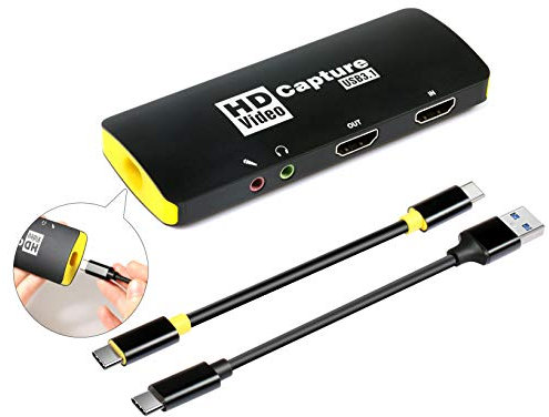 MiraBox Game Capture Card USB3.1, Stream and Record in HD 1080P60, for PS5/PS4/Webcam/DSLR/Xbox, Superior Low Latency,Mic In & Audio Out,Support Windows, Mac,Plug and Play