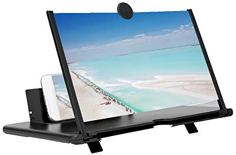 fasient Phone Screen Amplifier 12Inch, 3D HD Folding Mobile Phone Screen Enlarger Zoom 3-5 Times Magnifier Phone Holder Stand with 3D Screen Magnifying(Black)