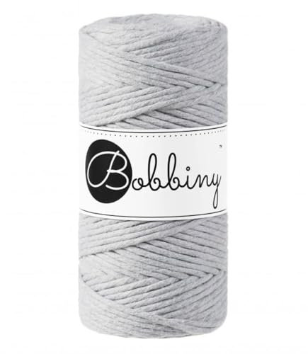 Bobbiny Regular 3mm Single Ply Macrame Cord (Light Grey) 100m
