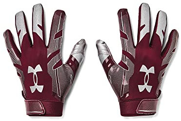 Under Armour Men's F8 Football Gloves , Maroon (609)/Metallic Silver , X-Large