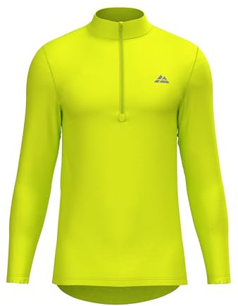 DANISH ENDURANCE Cycling Jersey Long Sleeved, Rear Pockets, Reflective Details, for Men, Neon Yellow, XXL