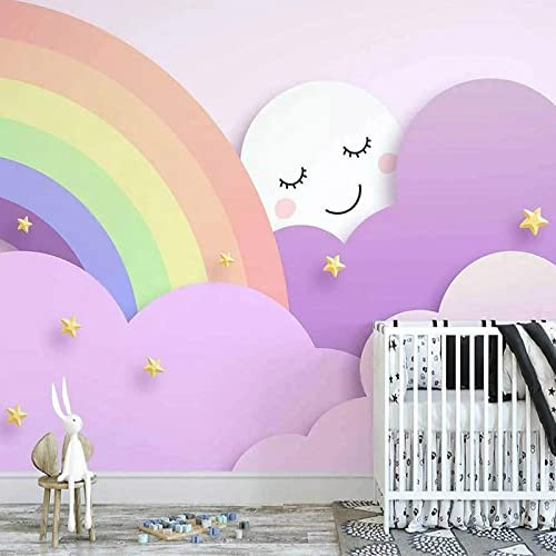 YXTSmurals Papier Peint Intissé Tapisserie Murales Panoramique 3D Anime Arc-En-Ciel Nuages Papier Peint Moderne De Papier Peint De Mur De Fond De Sofa De Salon