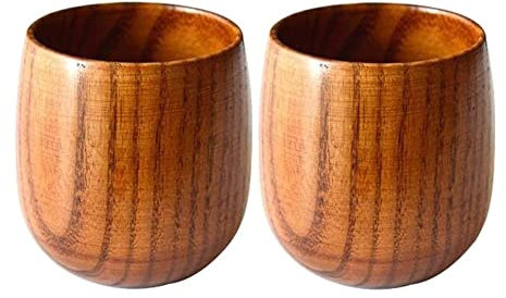 LATRAT 2 tazas de madera natural, vasos decorativos, tazas de café de madera, vasos para café, cerveza, té, zumo de leche