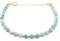 Larimar Natursteinarmband 4 mm dick 925er Sterlingsilber plattiert mit 24 Karat Gelbgold, verstellbar von 16 cm bis 19 cm