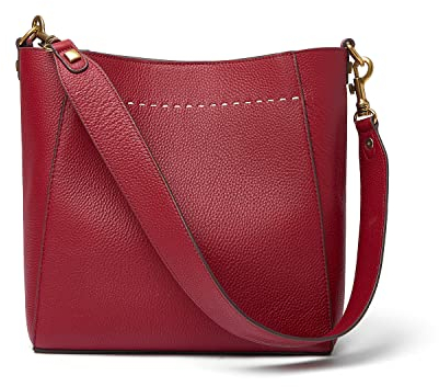 Doris&Jacky Schultertasche und Handtasche aus Leder für Damen, mittelgroß, Hobo-Schultertasche und Handtaschen, 5-weinrot