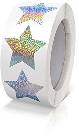 Silber Sterne Aufkleber Rolle 2.5cm Klein Selbstklebende Glänzende Etiketten Weihnachts Sterne Funkelnde Aufkleber Star Sticker Sterne Glitzer Deko Scrapbooking 500 Stück