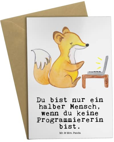 Mr. & Mrs. Panda Grußkarte Programmiererin Herz - Geschenk, Geburtstagskarte, Computerfreak, Jubiläum, Softwarentwicklerin, Klappkarte,