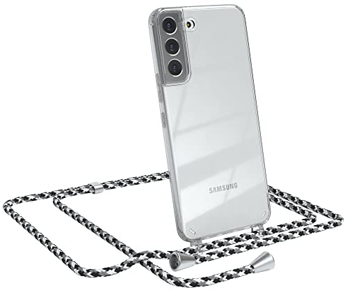 EAZY CASE Handykette kompatibel mit Samsung Galaxy S22 Plus 5G Handyhülle mit Umhängeband, Handykordel mit Schutzhülle, Silikonhülle, Hülle, Stylische Kette für Smartphone, Schwarz Camouflage