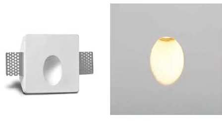 NCC-Licht LED Gips-Wandeinbauleuchte Oval Klein 100x100x49mm Weiß Modul 1W 102lm warmweiß 3000K