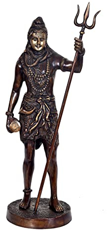 Devyom Große Shiva-Statue mit Trishula-Dreizack, 48,3 cm hoch, Messing