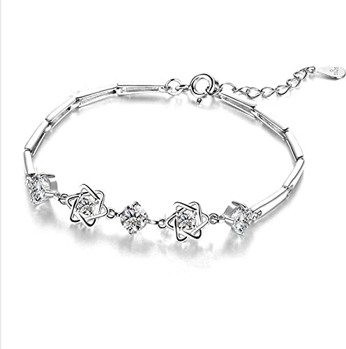 Sterling Silver Bracelet, Bracelet,Crystal Bangle Bracelets forAdjustableSterling Silver Bangle Bracelet,Ladies 925 Sterling Silver Bracelet With Mosaic Crystal Stars Bracelet Friendship Bracelet St