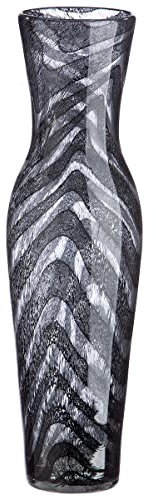 Casablanca Vase Blumenvase grau schwarz aus Glas - Deko Wohnzimmer Geschenk für Frauen Geburtstag Muttertag 39 cm