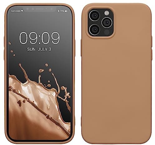 kwmobile Custodia Compatibile con Apple iPhone 12 / iPhone 12 Pro Cover - Back Case per Smartphone in Silicone TPU - Protezione Gommata - color cappuccino