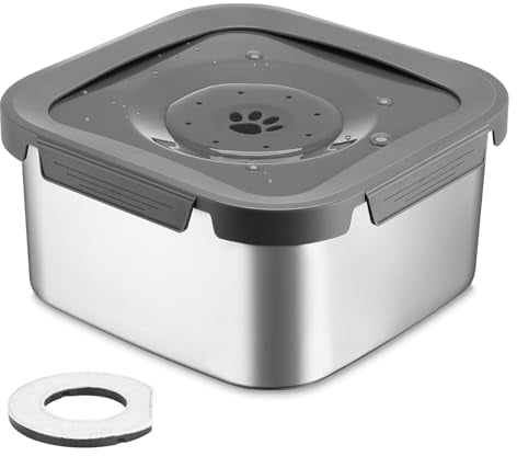 PETTOM Gamelle Eau Chien Anti Éclaboussure 4,5L SUS304 Acier Inoxydable Grande Capacité Bol Chien Anti Éclaboussure, Gamelle Anti Débordement Chien avec Filtre