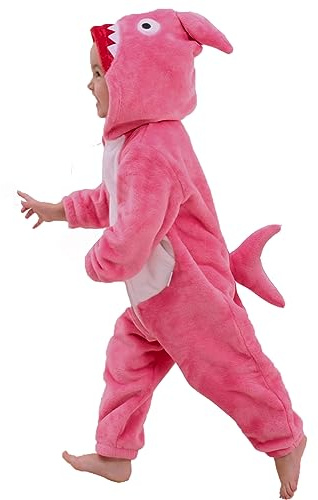 LOLANTA Déguisement Requin Enfant, Animal Combinaison en Flanelle à Capuche pour Garçons, Bleu/Gris/Rose/Jaune, 2-7 ans