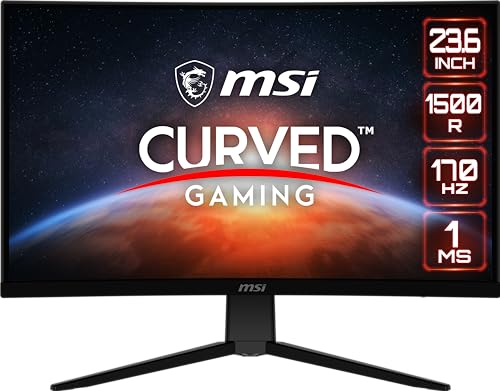 MSI G2422C, 24 Curved Gaming Monitor, 1920 x 1080 (FHD), VA, 1 ms, 170 Hz, FreeSync Premium, HDMI, DP Port, Tilt