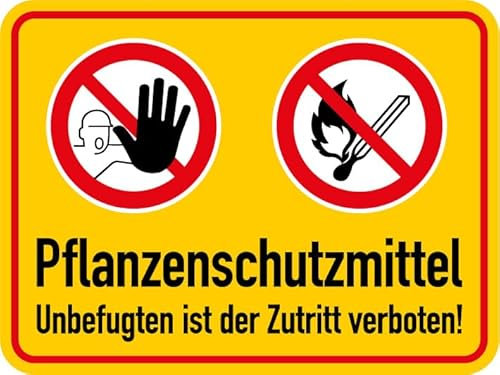 Aufkleber Warnung „Pflanzenschutzmittel - Unbefugten ist der Zutritt verboten!“ Verbot Schild Folie selbstklebend | Größe wählbar Made in Germany, Größen Name: 40x30 cm