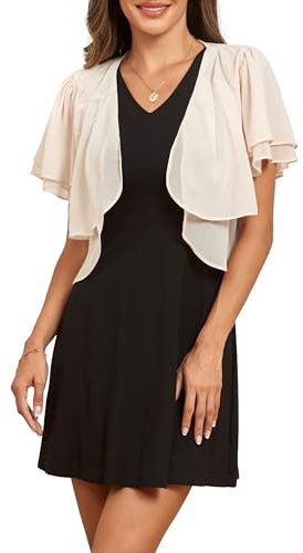 Famulily Damen Beige Schultern und Bolero Cardigans, Elegante Chiffon Schultern Schal für Frauen Hochzeit Abendkleid (M, Beige)