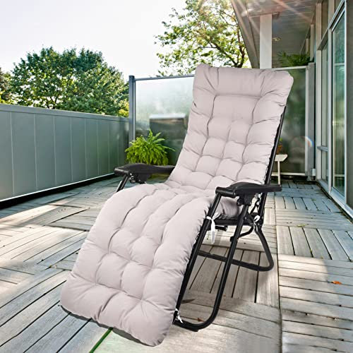 WildFun Liegenauflage, Auflage für Gartenliege 170 x 53 x 8 cm, Auflagen für Deckchair, Polsterauflage für Sonnenliege, Kissen für Liegestuhl (Grau)