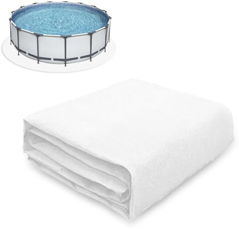 JETTIFY Runde Poolfolie für oberirdische Pools, 4,5 m, langlebiges Geotextil-Material, Auskleidungspads für pannensichere Auskleidung, verlängert die Lebensdauer, Weiß