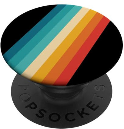 Telefon Kandy Schwarz Retro Abstrakt Regenbogen Design 80er 70er 60er Jahre PopSockets mit austauschbarem PopGrip