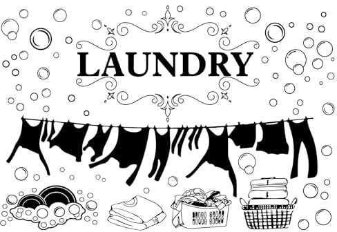 CREATCABIN Adhesivo Pared para LavanderíaVinilo para LavanderíaDecoración ParedCita Burbujas NegrasArte ParedSecado RopaLetreros LavanderíaPegatinas para el HogarApartamentoLavadora58x40cm