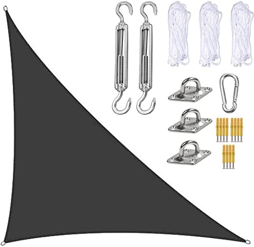 Sonnensegel Garten-Sonnensegel Im Rechtwinkligen Dreieck, 98% UV-Block, Mit Befestigungssatz, Wasserdicht, Großer Sonnenschutz for Deck, Außenterrasse, Vordach, Markisen (Color : Noir, Size : 5x5x7