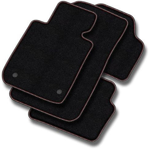 SMK Velours Premium fussmatten Auto passend für Skoda Octavia II 2004-2008 - Premium, Matt, Rot und weiß fußmatten Auto - Erleben Sie neuen Fahrkomfort mit einem Velours- Auto fußmatten Satz für Ihr