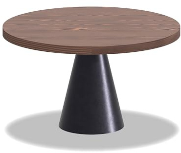FRANKYSTAR Artù Black Runder Esstisch, 120 cm, laminiertes Holz, mit Metallkegel, dunkle Holzplatte