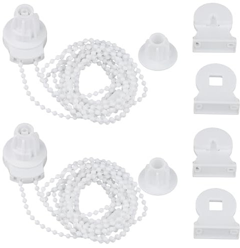 2 Set Raccordi per Tende a Rullo 25 mm, Staffe Tende a Rullo in Plastica con 3m Catena di Perline, Viti, Frizione, Montanti e Clip, Kit di Riparazione per Aste Finestra