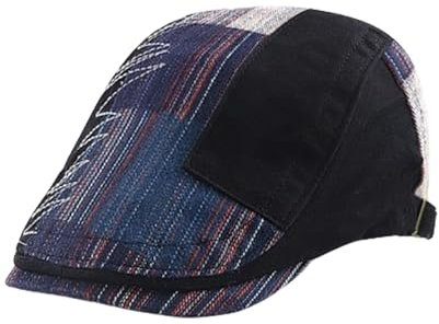 HIQIU Schiebermütze Herren Flatcap Barret Cap, Schirmmütze Herren Patchwork Baskenmütze Gatsby Newsboy Cap Golfermütze (DE/NL/SE/PL, Alphanumerisch, M, L, Schwarz-b)