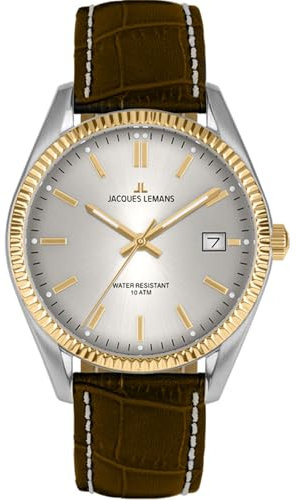JACQUES LEMANS Damenuhr 'Jubiläums Kollektion 50 Jahre' Derby 34 MM 10 ATM Datum mit Lederband 50-4V