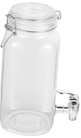 AUTSUPPL Getränkespender Aus Glas Mit Wasserhahn Weinflasche Glas Getränkefass Für Küche Und Haushalt Einfache Bedienung Und Langer Frischehalt